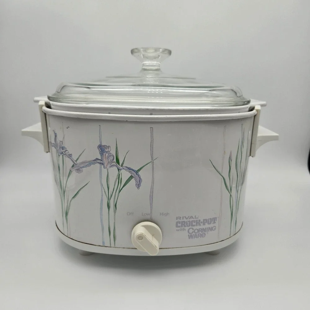 Vintage Rival Crock-Pot Corning Ware Slow Cooker Shadow Iris 3753 3QT